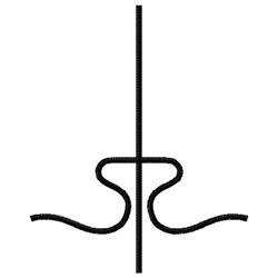 Stylized line element with a central vertical line and two curved lines in minimalist black on white.