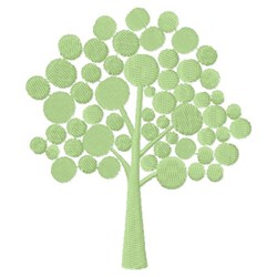 Stylized tree with green circular foliage above a clean trunk, showcasing modern and simplistic design.