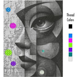 detailed face machine embroidery pattern - ABSTRACT DOT FACE for decorative pillow covers