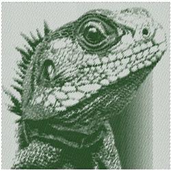 detailed head machine embroidery pattern - LIZARD HEAD for patchwork quilt blocks