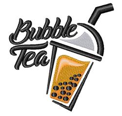Bubble tea cup in vibrant orange and black with a straw, featuring playful 'Bubble Tea' text above. Ideal for kitchen décor.
