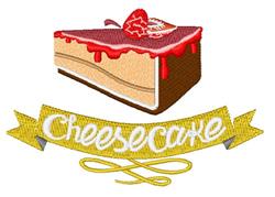 Cheesecake slice with a vibrant strawberry topping, a fresh strawberry, and a cheerful yellow ribbon banner. Playful kitchen