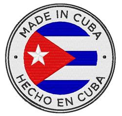 Cuban flag emblem patch featuring vibrant red, blue, and white colors with text 'MADE IN CUBA' and 'HECHO EN CUBA'.