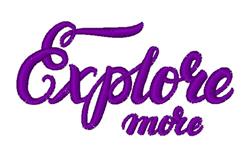 Bold purple 'Explore more' text in a modern script with dynamic curves, perfect for elegant kitchen décor.