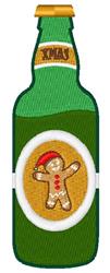 Playful gingerbread cookie in a green bottle, wearing a red hat with festive accents, perfect for Christmas.