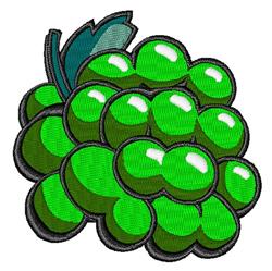 Vibrant grape cluster with shiny green tones and a playful blue leaf, perfect for lively kitchen decor.
