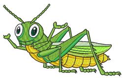 Playful cartoon grasshopper with a green body, big eyes, and yellow underbelly, perfect for children’s décor.