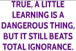 Bold typography motivational quote in purple on a white background, highlighting the theme of learning.