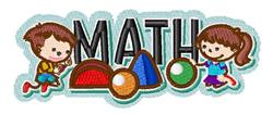 Playful scene with two children learning math, vibrant geometric shapes, and bold 'MATH' text in a whimsical style.