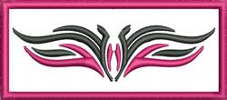Abstract design featuring modern flowing lines in black and pink on a white background, framed in pink, ideal for contemporar
