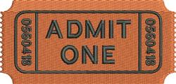 Admit One - 4x4 one detailed machine machine embroidery design perfect for Dog Bowls