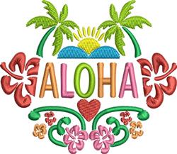 Aloha - 4x4 tree detailed machine embroidery design perfect for kitchen tea towels