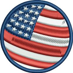 Vibrant American flag patch featuring red and white stripes, blue field, and white stars, perfect for patriotic holidays.
