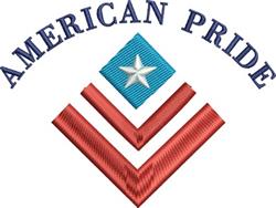 Bold text 'AMERICAN PRIDE' with blue diamond and white star, accented by red V-shaped stripes for patriotic themes.