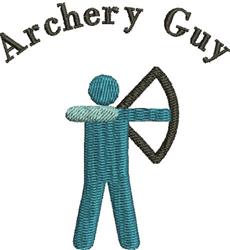 Cartoon archer figure in teal aiming a bow with 'Archery Guy' text above, vibrant and playful design.