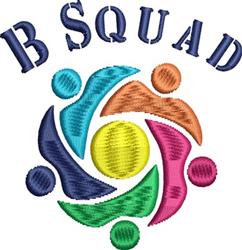 Bold 'B SQUAD' text above colorful stylized figures in blue, green, pink, and orange, radiating energy and teamwork.