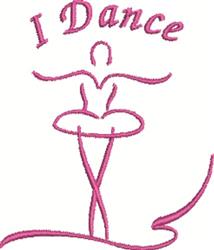 Playful pink silhouette of a ballet dancer in a tutu, with 'I Dance' above, designed for pillows.
