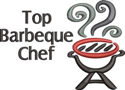 beginner-friendly chef machine embroidery pattern - Barbeque Chef for kitchen tea towels