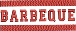 Bold summer barbeque text in vibrant red, playfully styled on a white background, perfect for kitchen towels.