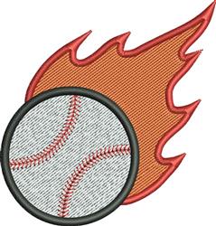 Dynamic design featuring a white baseball with red stitching and vibrant orange and red flames, perfect for sports enthusiast