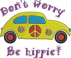 peace sign detailed machine embroidery - Be Hippy perfect for reusable tote bags