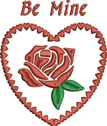 beginner-friendly valentine rose machine embroidery pattern - Be Mine for kitchen aprons