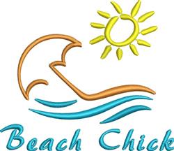 beginner-friendly summer sunflower machine embroidery pattern - Beach Chick for reusable tote bags