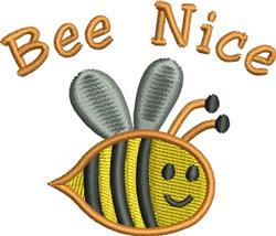 Playful bee with yellow and black stripes, smiling face, and 'Bee Nice' text, perfect for a cheerful theme.