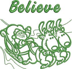 Believe - 4x4 reindeer detailed machine embroidery design for Christmas Table Covers