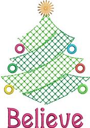 beginner-friendly christmas tree machine embroidery pattern - Believe Tree for Holiday Banners