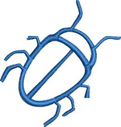 Stylized blue beetle with a playful outline design, featuring clean lines in a minimalist style.