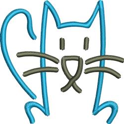 Blue Cat - 4x4 kitten quick stitch machine embroidery design for Kids Clothing