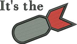 Modern graphic bomb shape with gray body and red tip, featuring 'It's the' text, perfect for playful designs.