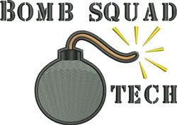 Bold graphic bomb with fuse, featuring 'BOMB SQUAD' text above and 'TECH' below, styled for casual wear.