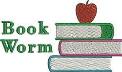 beginner-friendly worm machine embroidery pattern - Book Worm for Library Book Covers