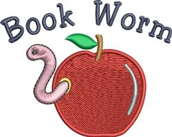 worm beginner-friendly machine embroidery - Book Worm perfect for kitchen aprons