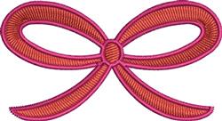 Applique bow in vibrant pink and orange, featuring playful loops and smooth curves, perfect for craft projects.