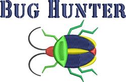 Colorful beetle design in bright blue, green, and yellow with bold 'BUG HUNTER' text above, perfect for playful occasions.