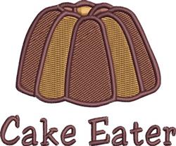 Playful bundt cake in brown and tan colors with the text 'Cake Eater' below, ideal for culinary themes.