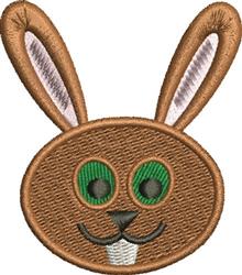 Cute brown bunny face with green eyes and long ears, perfect for children's playful Easter embroidery.
