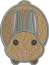 Cute bunny with light brown fur, pink ears, and black eyes, perfect for Easter celebrations.