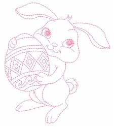 Bunny & Egg - 4x4 bunny rabbit quick stitch embroidery design for Easter Baskets