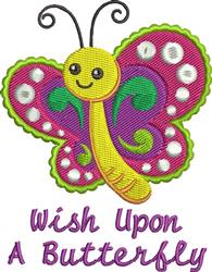 Playful butterfly with pink wings and a yellow face, featuring whimsical text, perfect for spring decoration.