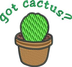 Playful cactus with a textured green surface in a brown pot, featuring the text 'got cactus?' in cheerful green.