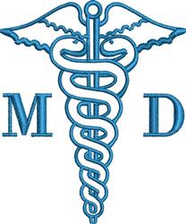 beginner-friendly caduceu machine embroidery pattern - Caduceus MD for Medical Bags