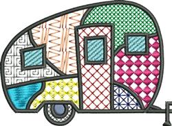 camper detailed machine digital embroidery - Camper perfect for patchwork quilt blocks