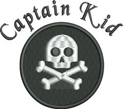 detailed skull machine embroidery pattern - Captain Kid for Kids T-Shirts