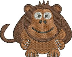 Cheerful monkey with brown fur, large eyes, and a smiling face, perfect for playful children's items.