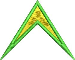 Stylized chevron shape with a green outer layer and vibrant yellow inner layer, modern geometric design.