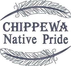 Text design 'Chippewa Native Pride' in bold font, flanked by stylized feathers, showcasing cultural heritage.